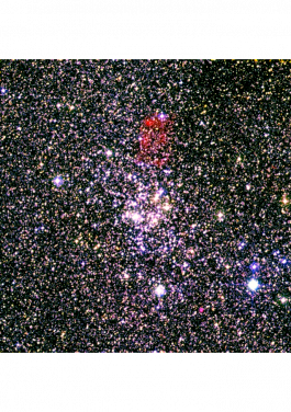 NGC6067 & BMP J1613-5406 之30x30弧分影像。左上方是東北面。(圖片由網上UK Schmidt Telescope SuperCOSMOS H-alpha Survey H-alpha, short-Red (SR) and broad-band ‘B’ 影像截圖. )